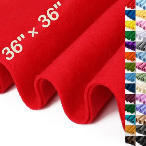 XSEINO Red Large Felt Fabric 36 X 36 (1 Square Yard) 1.4 mm Thick Soft Felt Fabric Sheet for Crafts Red Series Colors Soft Nonwoven Fabric Fit for Decoration Sewing DIY Crafts