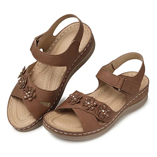 Image of SHIBEVER Wedge Sandals for Women Dressy: Women Comfortable Summer Platform Casual Dress Sandal