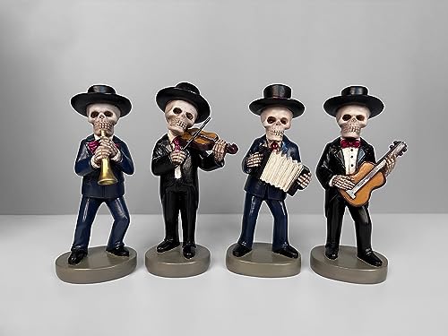 Set de 4 Estatuas Esqueleto Mariachi Banda Decorativas miniatura 2