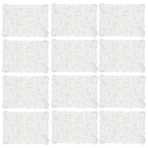 Inweder Artificial Flower Wall Panel: 24 x 16 Inch White Set of 12