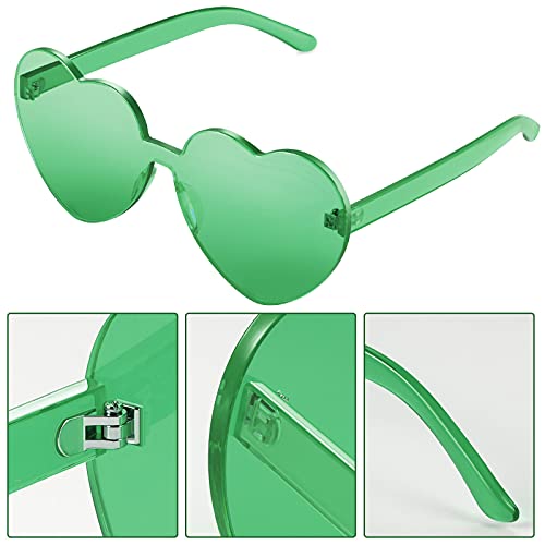 Maxdot 2 Pieces Heart Shape Rimless Sunglasses Transparent Candy Color Frameless Glasses Love Eyewear2