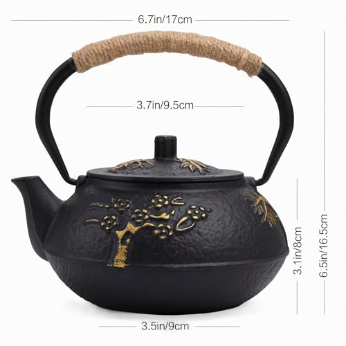 Miniatura 2 de Fuloon Tetera Japonesa De Hierro Fundido Con Infusor, 30oz 0.9l Tetera Portatil China Antigua Negro, Metal Filtro