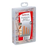 Lieferumfang: 1 x Praktische Helfer Leimen & Verbinden (Art.-Nr. 548597), vorsortierte Box mit 160 Holzdübeln (80 Stk. 6 x 30, 60 Stk. 8 x 40, 20 Stk. 10 x 50) von fischer.