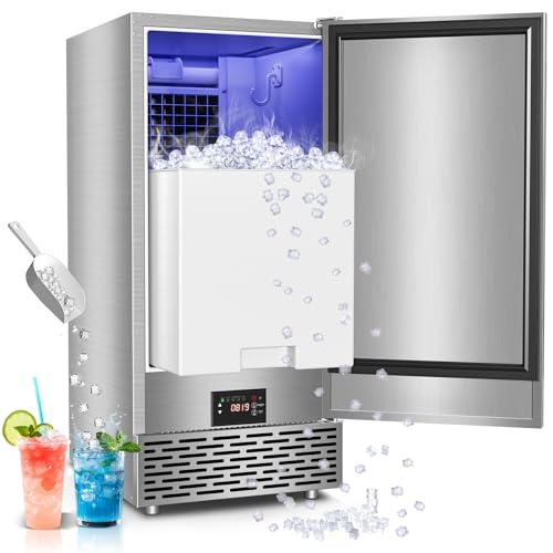 Under Counter Ice Maker, Ice Maker Machine Commercial, 120Lbs/24H with 35lbs Storage Bin, 40Pcs Cubes in 10Mins, Built in Ice Machine for Home Office