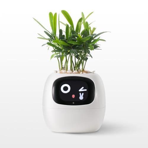 OUSEITECH Niedlicher Intelligenter Blumentopf, Interaktiver Blumentopf, Multifunktional, Intelligent, 10 cm Pflanzt?pfe F¨¹r Den Innenbereich, Geschenk, F¨¹r Sukkulenten und Andere (wei?)