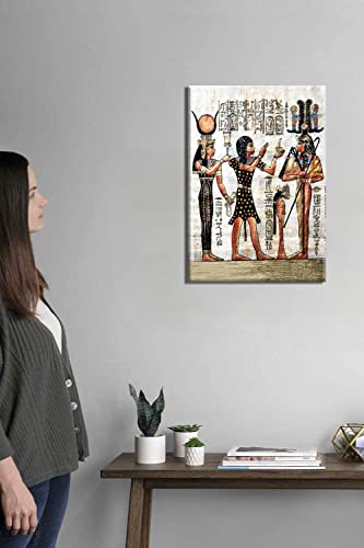 Egyptian Painting Of Aset - Egyptian Papyrus Painting Printed On Canvas Wall Art Room Decor For Living Rooms Bedrooms Game Rooms Kitchen Entertainment And Family Rooms (16X24) #TOP1