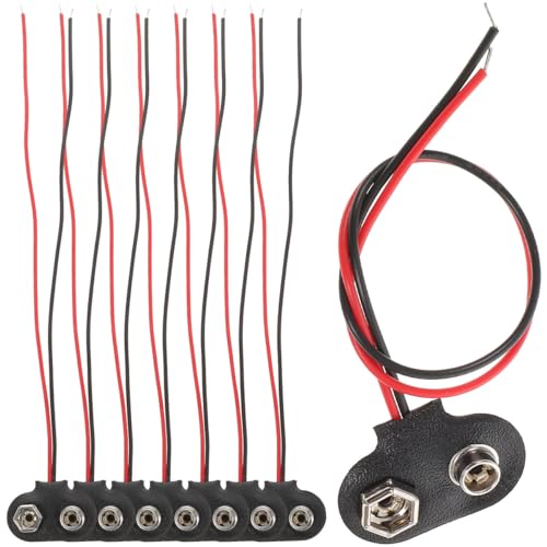 Conectores de batería de 9v tipo T Gatuida con cable de 6 cm para electrónica negro