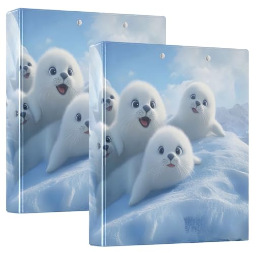 Image of White Seal Lion Nautical 3 Ring Binder with 2 Interior Pockets 1.5 inch Binders 3 Ring Heavy Duty Fit 8.5 inch x 11 inch Letter Size for Office School, 2 Pack