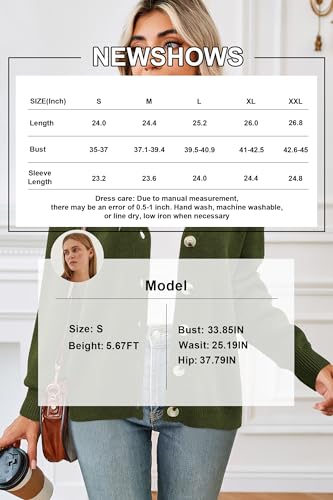 Image of Newshows Womens Fall Fashion 2024 Wool Blended Cardigan Sweater Button Down Long Sleeve Knit Outerwear Coats