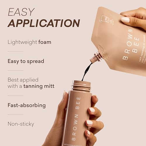 Image of Brown Bee Air Self Tanning Mousse Refill 200 ml - Self Tanner Mousse with Color Guide, Coconut Vanilla Scent, Eco Refill