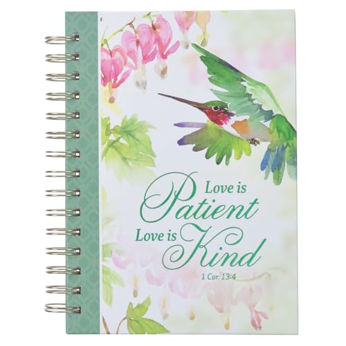 Christian Art Gifts Green Journal w/Scripture Love Bible Verse Large Notebook, 192 Ruled Pages, 1 Cor. 13:4 Bible Verse