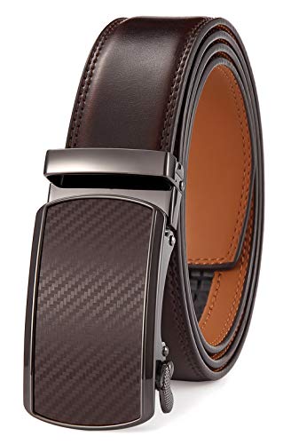 Image of Lingli Men's Belt,Ratchet Dress Belt with Automatic Buckle Brown /Black-Trim to Fit-35mm wide