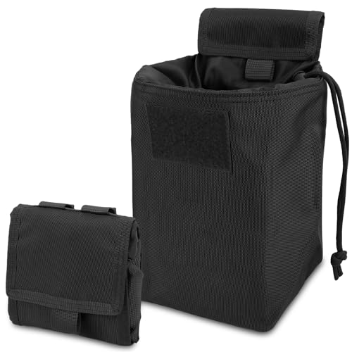 AIKATE Tactical Molle Dump Pouch Roll-Up Drawstring Magazine Utility Pouch Folding Dump Bag (Black)