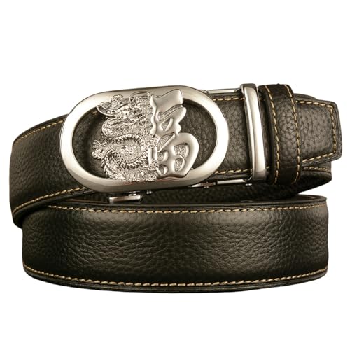 Ceinture à cliquet homme et boucle gravée symbole porte-bonheur pour cadeau