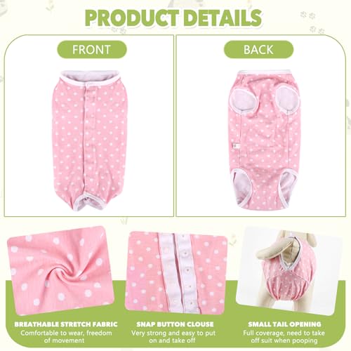 Image of Dog Diapers Suit Period Onesie for Female Dog Sanitary Panties Male Doggy Heat Diapers Cover Fit for Small Medium Dogs Pink Dots /S