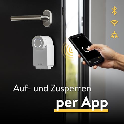 Nuki Smart Lock (2023), smartes Türschloss mit Matter für schlüssellosen Zutritt ohne Umbau, elektronisches Türschloss Macht das Smartphone zum Schlüssel, weiß