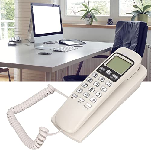 Téléphones muraux rétro blancs à touches avec identification appelant et écran LCD - 4
