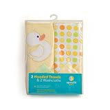 Spasilk Hooded Terry Bath Towel with Washcloths, Duck Yellow, 2-Count
