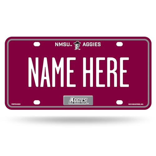 Rico Industries NCAA New Mexico State Aggies Personalized Metal Auto Tag 8.5" x 11" - Great for Truck/Car/SUV