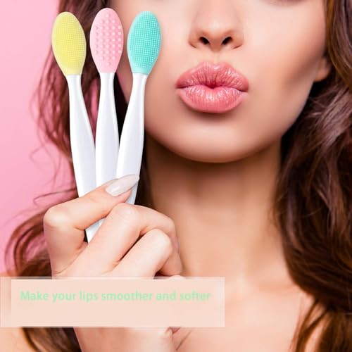 6 pincéis labiais esfoliantes de silicone, ferramenta de beleza de limpeza dupla face 2 em 1 para cr