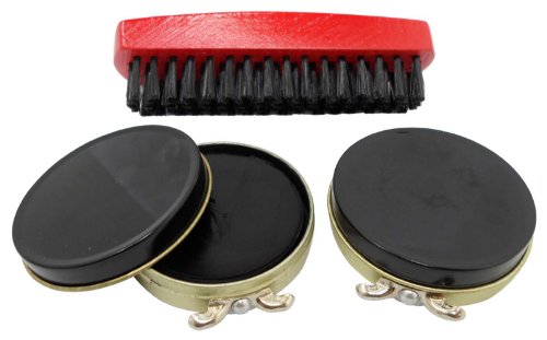 HAWK 3 Piece Shoe Polishing Kit, Including Black And Brown Polish Tins, And An Applicator Brush - D1200