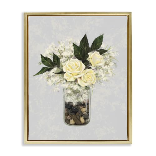 Yellow Rose Bouquet Still Life, 16 x 20 Inch Canvas in Floater Frame