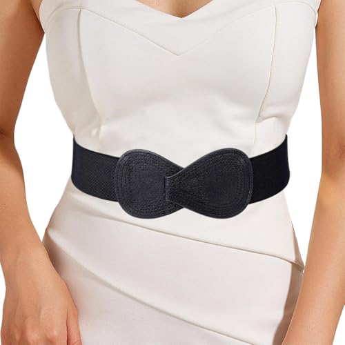 Abien Womens Stretchy Wide Belt Plus Size Leather Belts Elastic Dress Waistband Belt for Women Lady Dresses