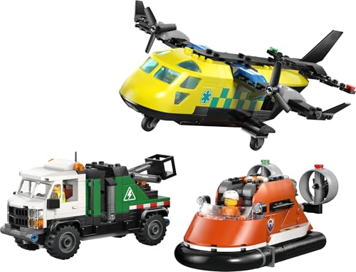 Image of LEGO City Airplane, Service Truck & Hovercraft Remix - Emergency Vehicles Toy Building Set - 60505