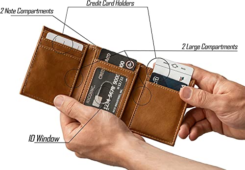 Rico Industries Nba Boston Celtics Men’s Trifold Brown Wallet - Premium 9 Pocket Laser-Engraved Team Logo On Vegan Leather - Minimalist Design, Id Window, Credit Card Holder - Ideal Men’s Gift #TOP5