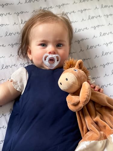 Image of Horse Lovey Blanket for Baby | Large 20 inch x 20 inch Baby Lovey Unisex | Cute Horse Security Blanket for Babies and Toddlers