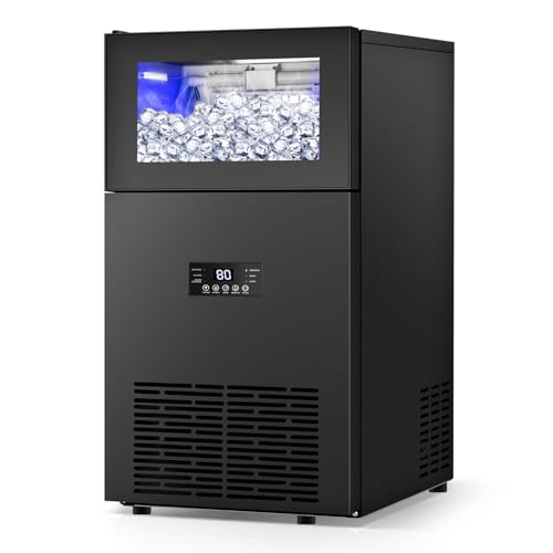 Nugget Ice Maker Countertop, 65 LBS/Day with 15 LBS Storage Bin, Freestanding/Countertop Ice Maker Machine Stainless Steel, Soft Chewable Pellet Ice Machine for Home Bar Kitchen Office, Self