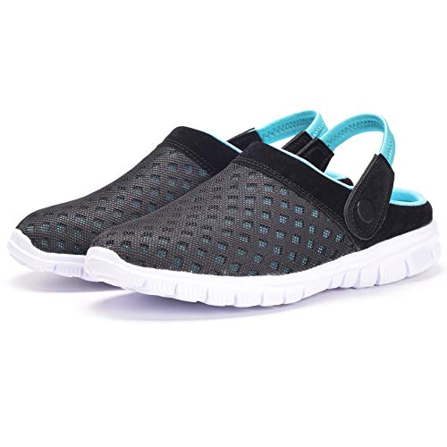 Hsyooes Mens Womens Mules & Clogs Garden Shoes Summer Breathable Mesh Slippers Non-Slip Outdoor Beach Sandals Unisex Blue,11 Women/9 Men,Label Size 43 #TOP4