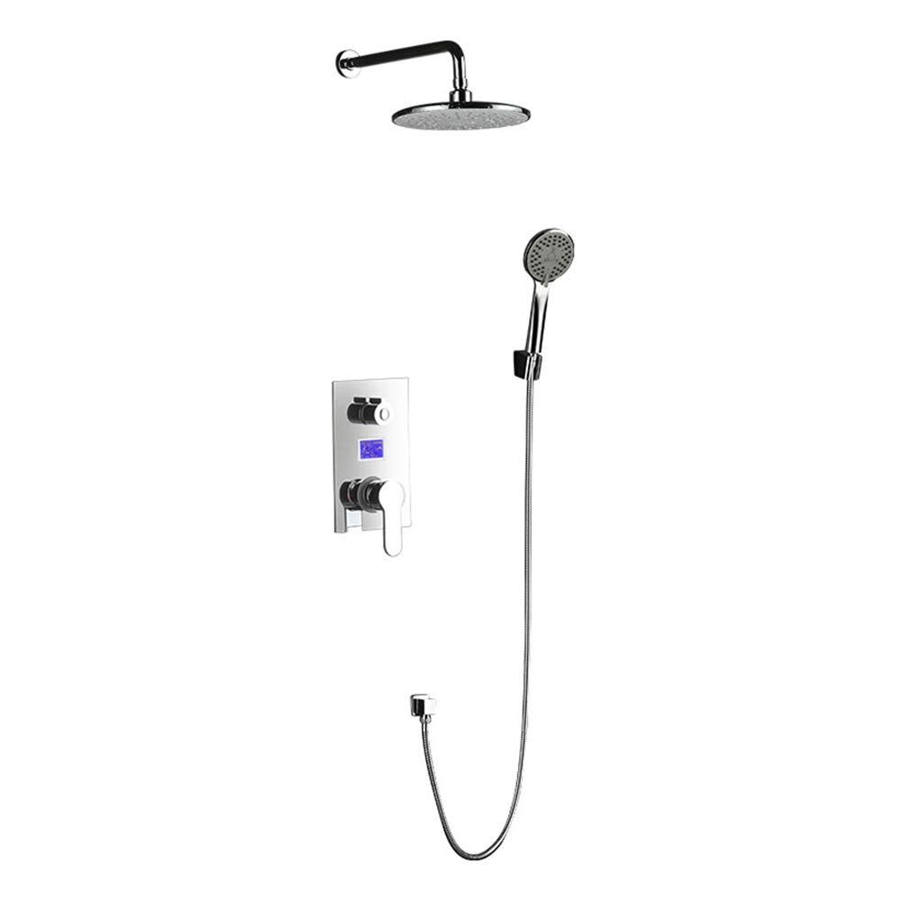 Système de douche encastré pour salle de bain moderne avec ciel de pluie et douchette JCAKES