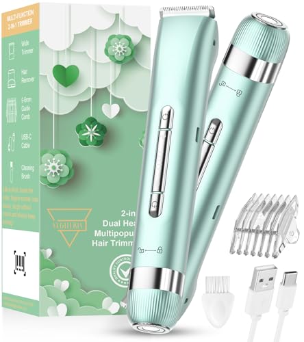 Lady Shavers for Women – Waterproof Bikini Trimmer Women & Body Groomer, Dual Head Electric Razor for Ladies & Men, Painless Shaving for Sensitive Skin, Wet/Dry Use at Beach, Bathroom & Outdoors