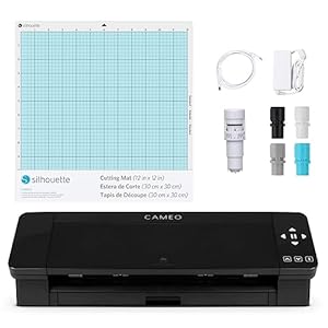 Silhouette Cameo 4 with Bluetooth, 12×12 Cutting mat, AutoBlade 2, 100 Designs and Silhouette Studio Software – Black Edition