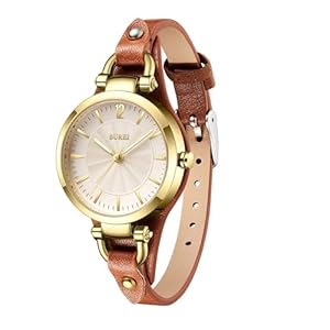 BUREI Uhr Demen Elegante Lederarmband Armbanduhr Damen Klassisch Analog Quarz Damenuhr Geschenke für Frauen