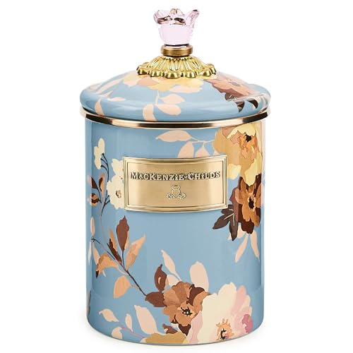 MACKENZIE-CHILDS Enamel Canister Medium Wild Rose Brown | Hand-applied design made from enameled steel versatile kitchen storage container for flour and sugar 48-ounce capacity product thumbnail 11