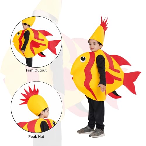 Image of Kaku Fancy Dresses Polyester Gold Fish Cutout for kids, Water Animal Costume For Boys & Girls (Freesize /Only Cutout with Cap)