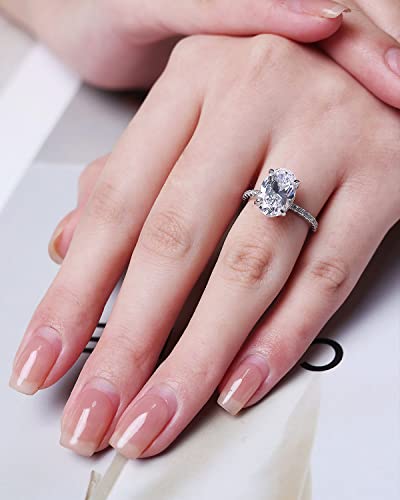 Ruruluya 3.5Ct Oval/Radiant Cut Engagement Ring For Women, Promise Ring,925 Sterling Silver 18K White Gold Plated Ring (7, Oval-1) #TOP4
