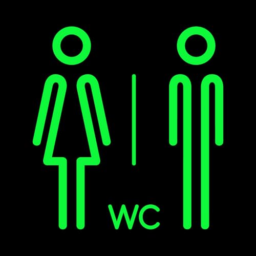 Panneau WC / Plaques PVC noir avec vinyle photoluminescent / Brillent dans le noir / Homme, Femme, Homme et Femme, Handicapés, WC/Panneau lumineux...