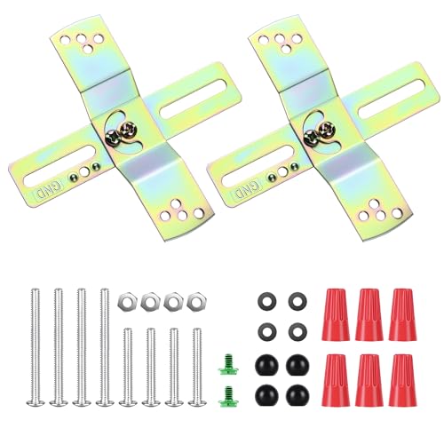 Light Fixture Mounting Brackets Adjustable Mounting Plates for 4 J-Box Light Crossbar Set with Screw and Nuts for Wall Light Close to Ceiling Light Chandelier Pendant 2 Pack (Black)