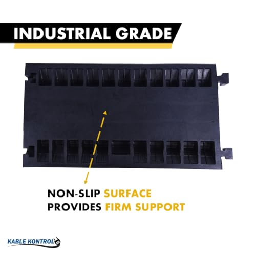 Image of Kable Kontrol Atlas Heavy Duty Cable Protector Ramp - 5 Channel - 1 Pc - 36 inch Long Black & Yellow - 36,000 Lbs Capacity - Rubber Speed Bump Wire Protector Cord Cover - CP9988