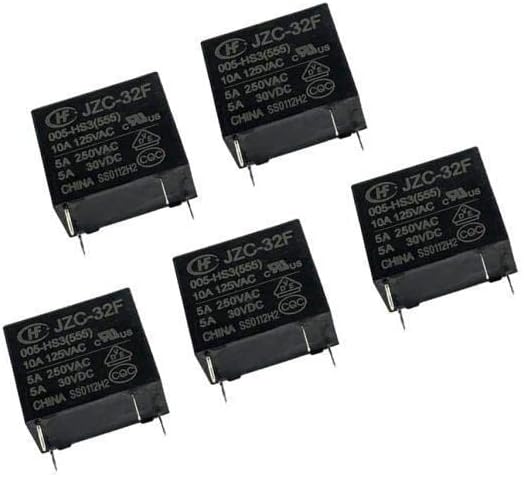 2x5Pc HF32F Plastic Mini Power Relay 4 Pin PCB Type Black Automobile Relay 5V | General Purpose Relays | Relays | Contactors Relays & Starters | Automation Motors & Drives