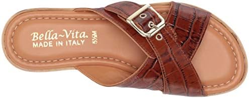 Bella Vita Made in Italy Women's Slide Sandal Flat, Cognac Croco Italian Leather, 5 | Image 4