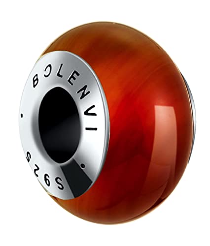 Bolenvi Real Chakra ones Healing Murano Cryals 925 erling Silver Pendant Charm Bead For Pandora & Similar Charm Bracelets or Necklaces (Red Jasper)