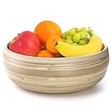 Hacaroa 11 Inch Bamboo Fruit Bowl for Kitchen Counter, Large Round Serving Bowl Handmade Salad Bowl Fruit Basket, Decorative Bowl for Candies, Chips, Party Snacks