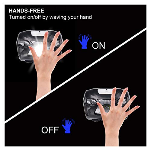 APUNOL Lampe Frontale LED Rechargeable USB Torche Frontale Puissante avec 800LM, 8 Modes d’Eclairage, IPX4 Étanche, Détecteur de Mouvement pour Pêche, Camping, Randonnée, Cyclisme, Lecture – Image 5