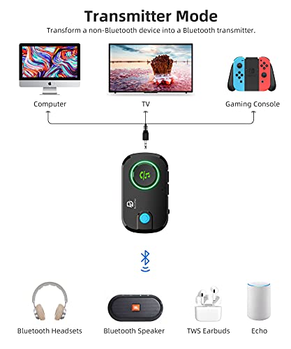 Bydiffer Dual Link Bluetooth 5.0 Audio Transmitter Receiver Sharing For Up 2 Headphones, 3 In 1 Aptx Low Latency Wireless Adapter Splitter For Tv Airplane Car Home Stereo System… #TOP1