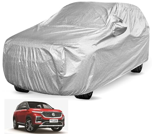 Image of Auto Hub Car Cover Compatible with MG Hector Plus with Mirror Pocket and Soft Cotton Lining,Waterproof Hector Car Cover, Metallic Silver