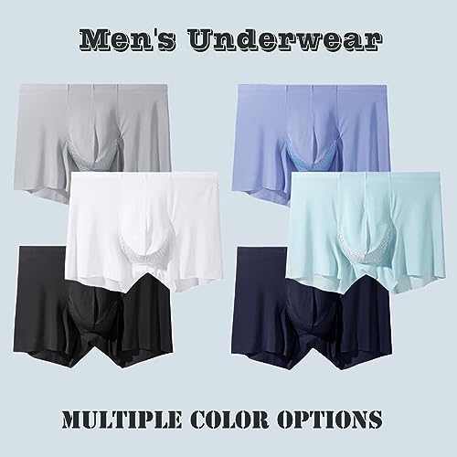 Ouruikia Men's Underwear Silky Smooth Boxer Briefs Breathable Trunks Boxer Briefs Underwear with Separate Pouch 5